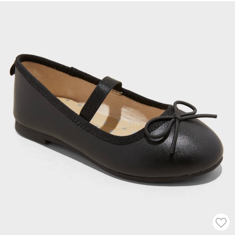 2/$15 Cat & Jack - Toddler Girls Nora Black Bow Slip On Ballet Flats - NWOT